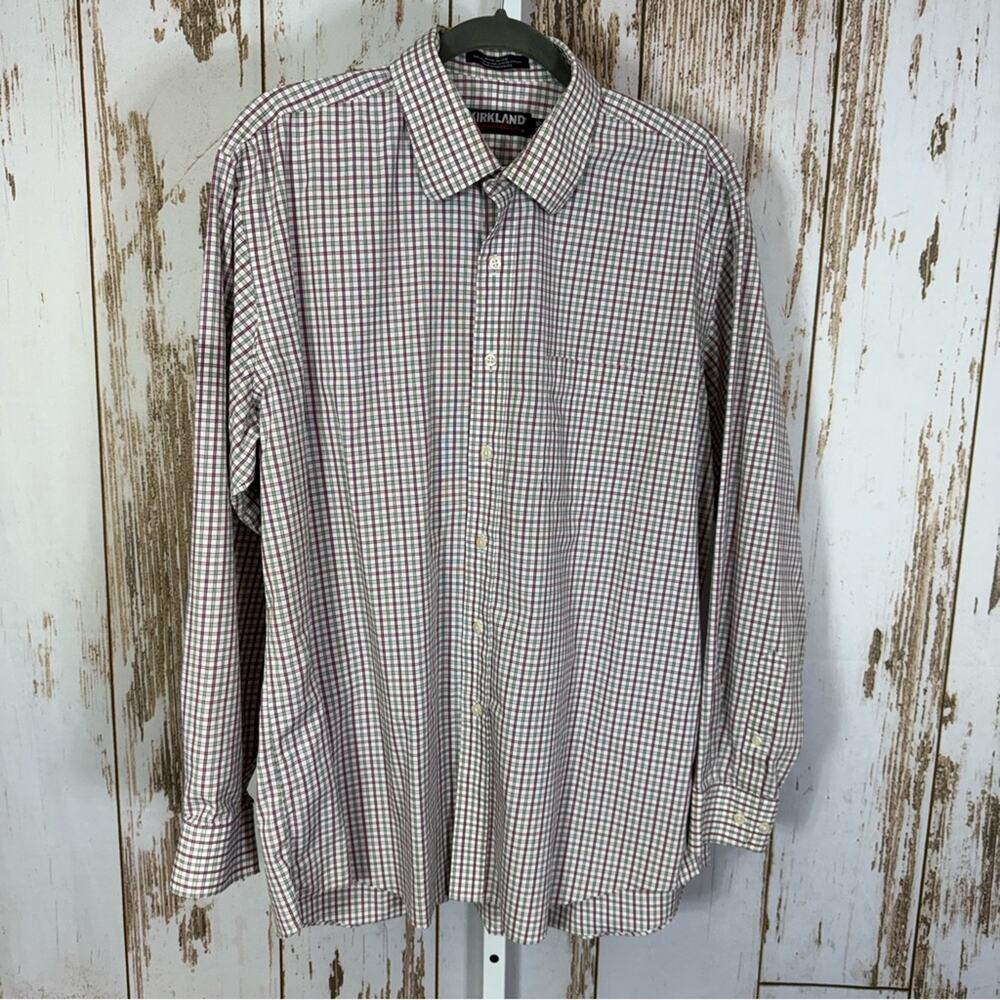 Kirkland Signature, Men's Checkered Shirt - Red and White. Size 17-35.